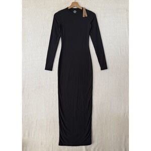 Skims Fits Everybody Crew Neck Long Sleeve Dress Onyx Black Sz Small NWT